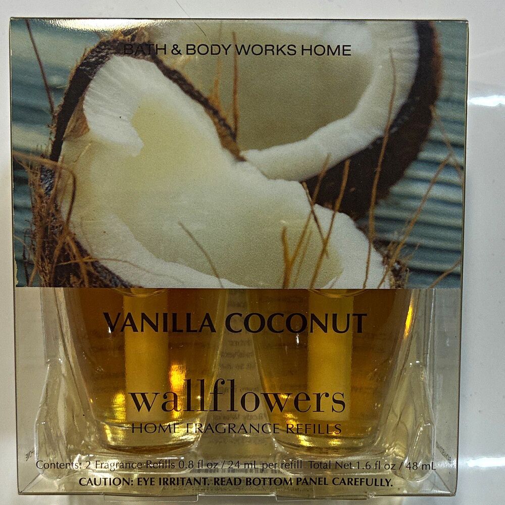 Bath & Body Works Wallflowers Vanilla Coconut Refill Oil 2 Pack 0.8 fl oz